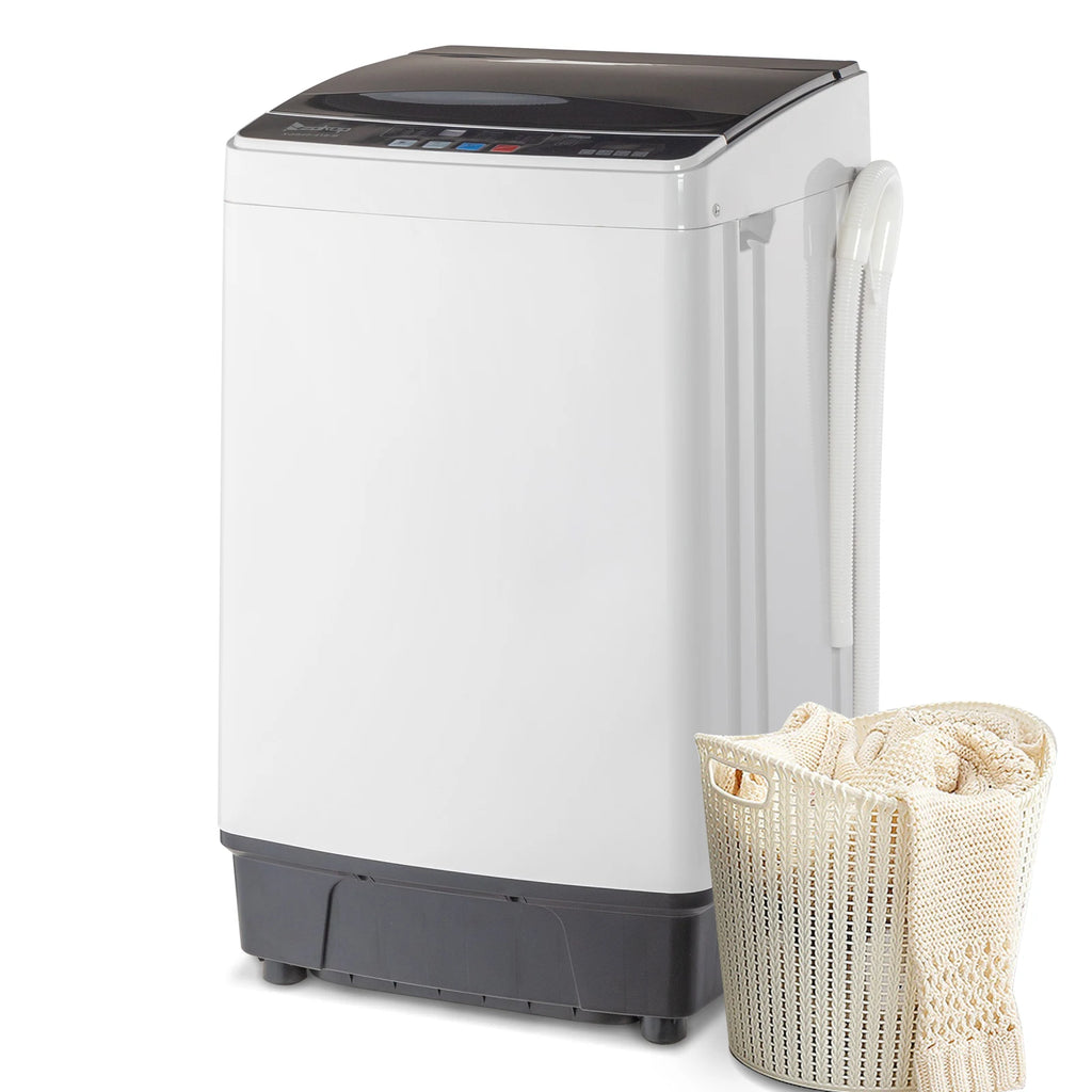 Compact Full-Automatic Top Load Washing Machine, 10 Programs 8 Water Levels, Spin & Drain Pump, Laundry Appliances for Home Use