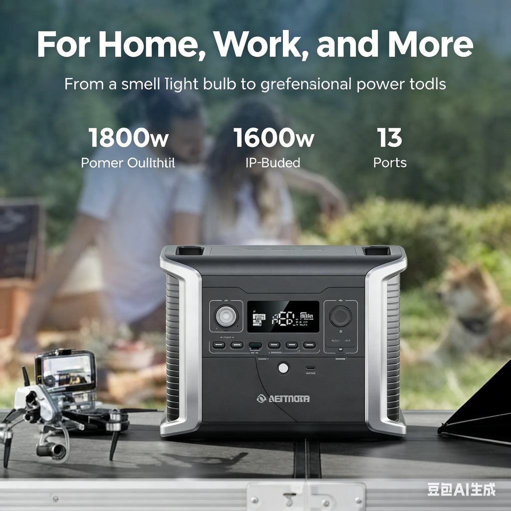 Dabbsson 1330Wh Portable Solar Generator with 120W Foldable Solar Panel, 1500W AC Outlets, LiFePO4 Battery Power Station for Hom