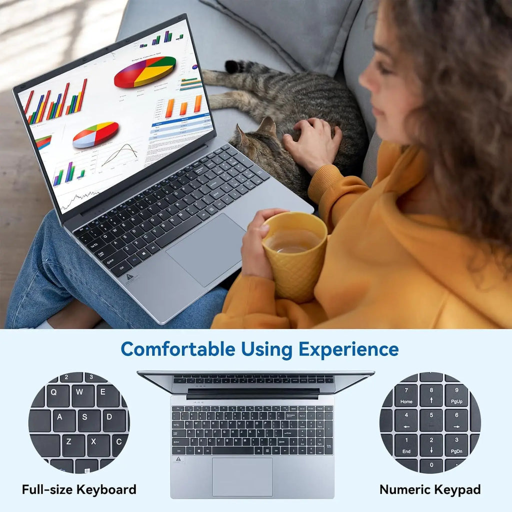 C-S156 15.6"Laptop Computer Windows 11 Quad-Core Celeron N5095 Processors Laptops IPS Display 5000mAh Battery 8GB DDR4 256GB SSD