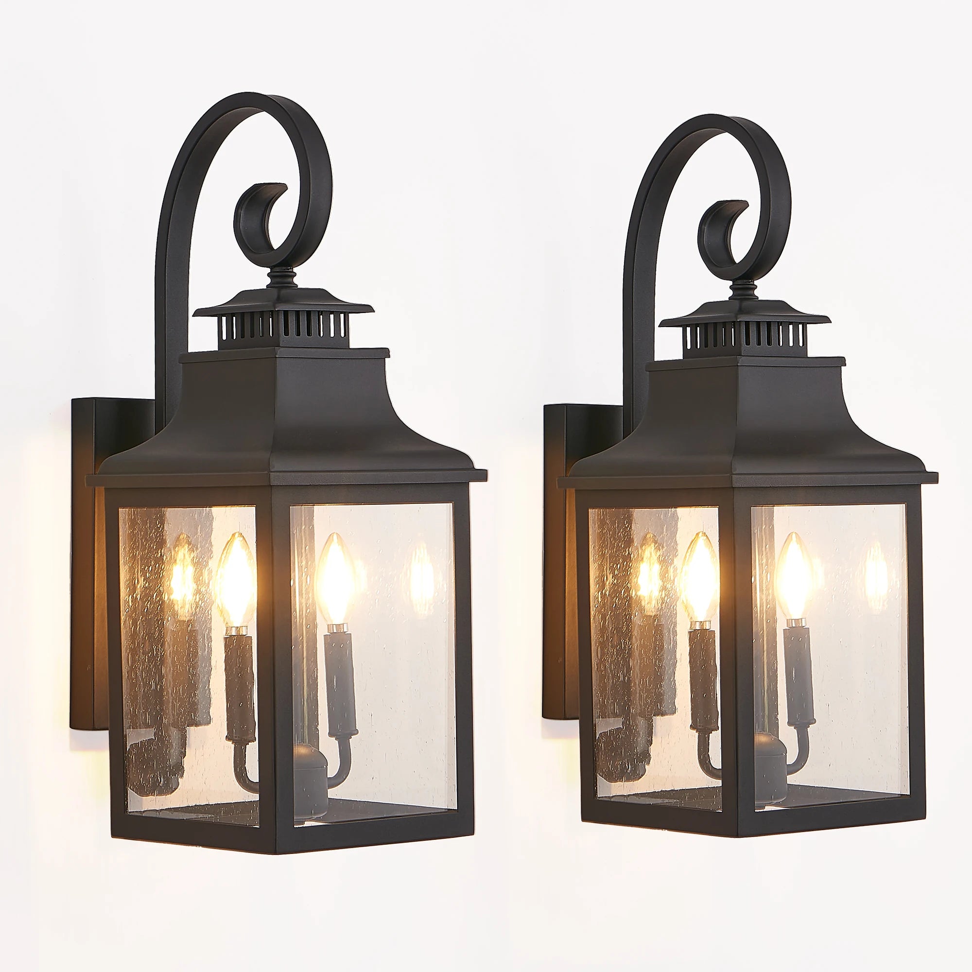 23” (H) Outdoor Wall Lantern Waterproof Light Fixture Vintage Black Aluminum with Clear Glass for Porch, Patio, or Garden