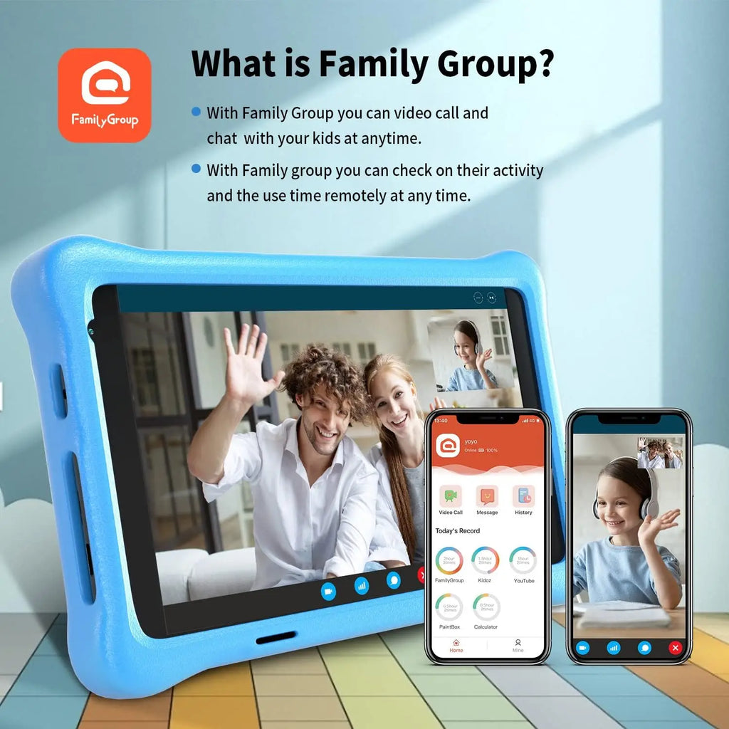 TK801 Kids Tablet 8 Inch 2GB RAM 32GB ROM with Expandable 128GB Slot Eye Protection Child-Friendly Software And Games Preloaded