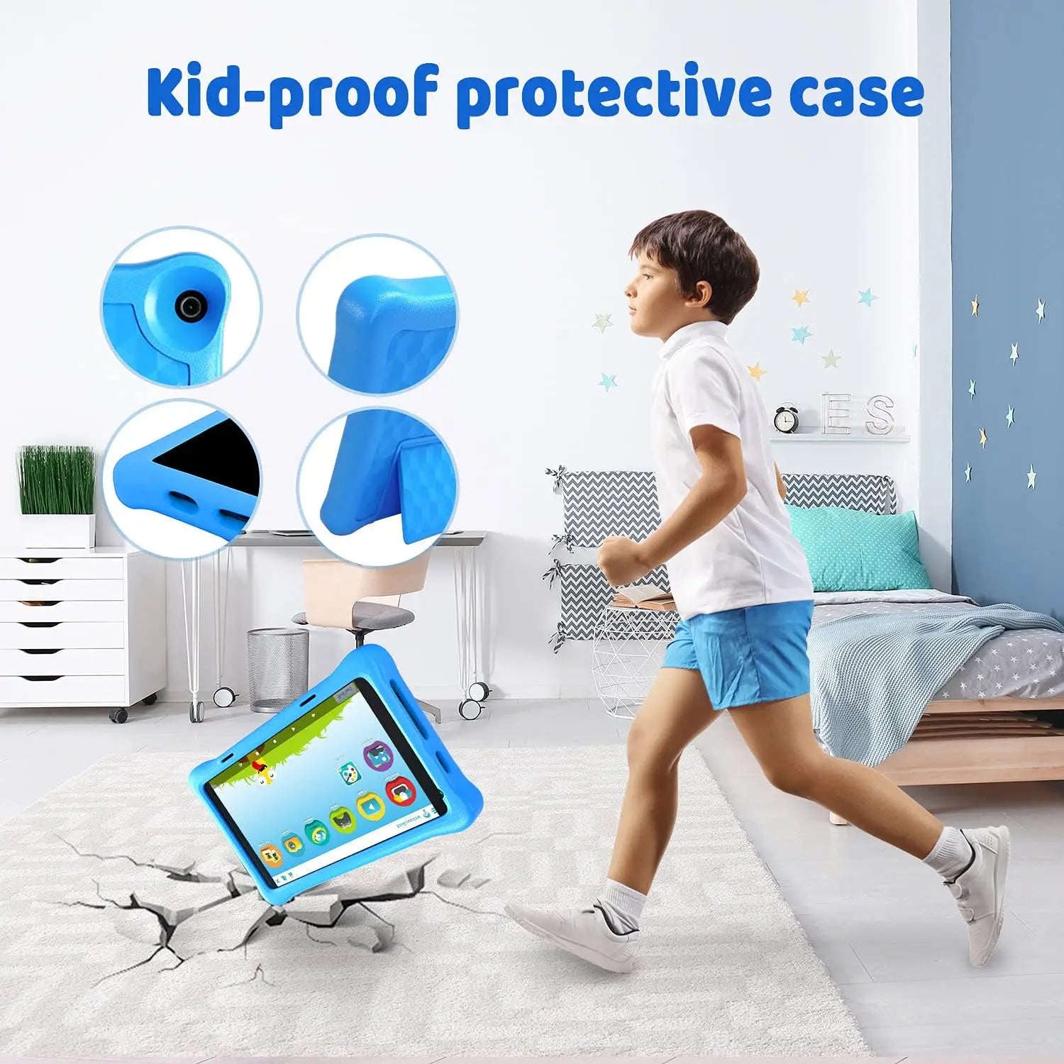 TK801 Kids Tablet 8 Inch 2GB RAM 32GB ROM with Expandable 128GB Slot Eye Protection Child-Friendly Software And Games Preloaded