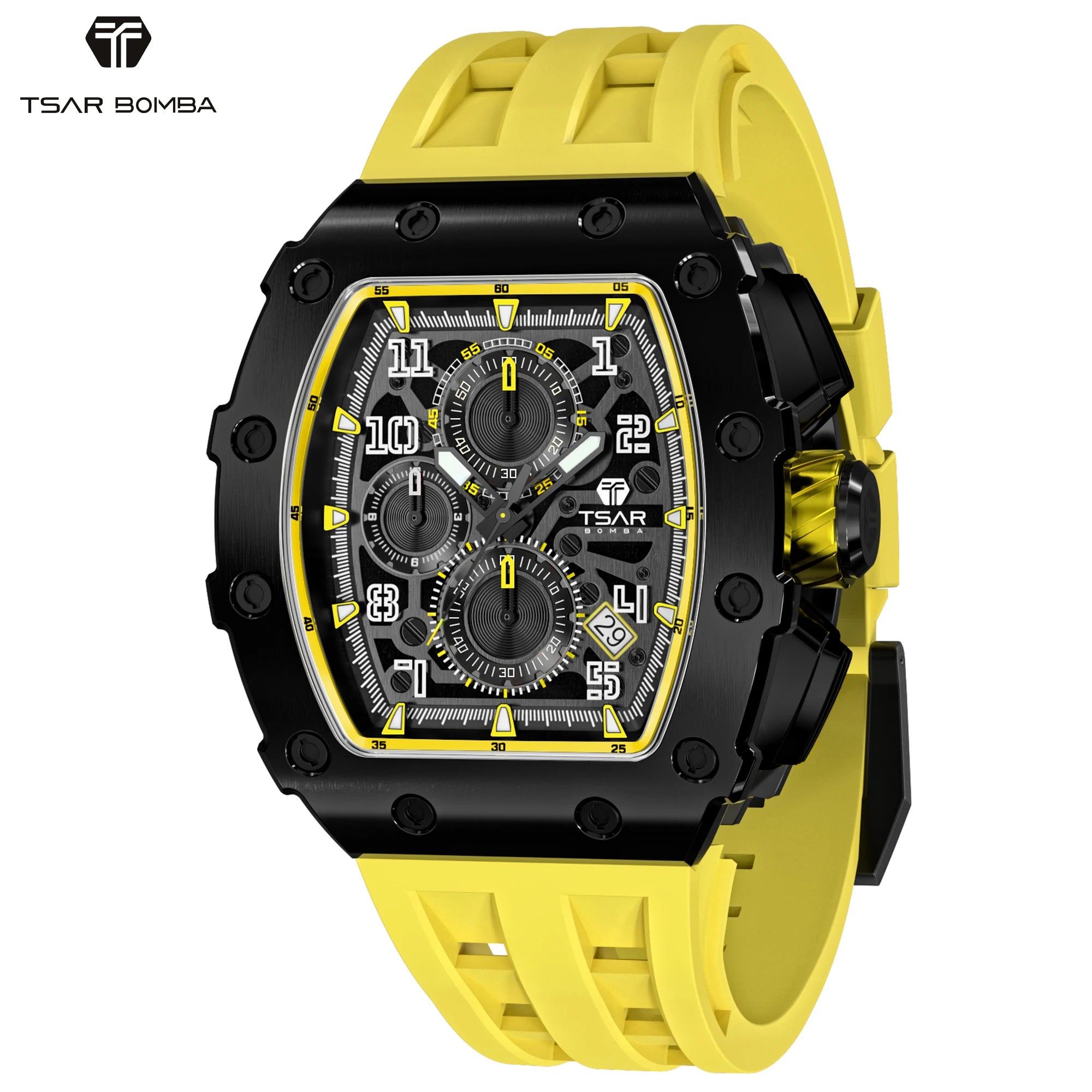 TSAR BOMBA Elegant Men's Quartz Watch — 50M Water-Resistant, Luxury Tonneau-Shaped Wristwatch with Date Display — An Ideal Gift