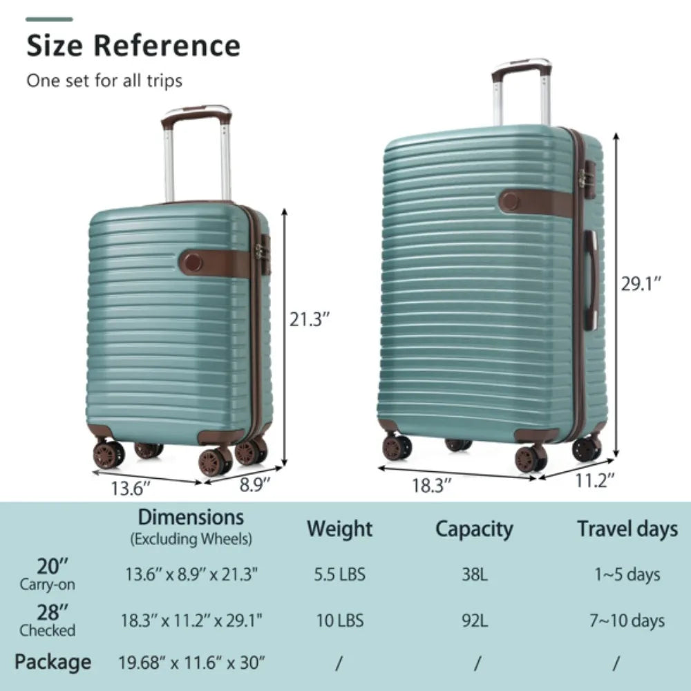 Hardshell Luggage Set with TSA Lock 360° Spinner Wheels Lightweight Durable Travel Suitcases for Women/Men Carry-On & Check-In