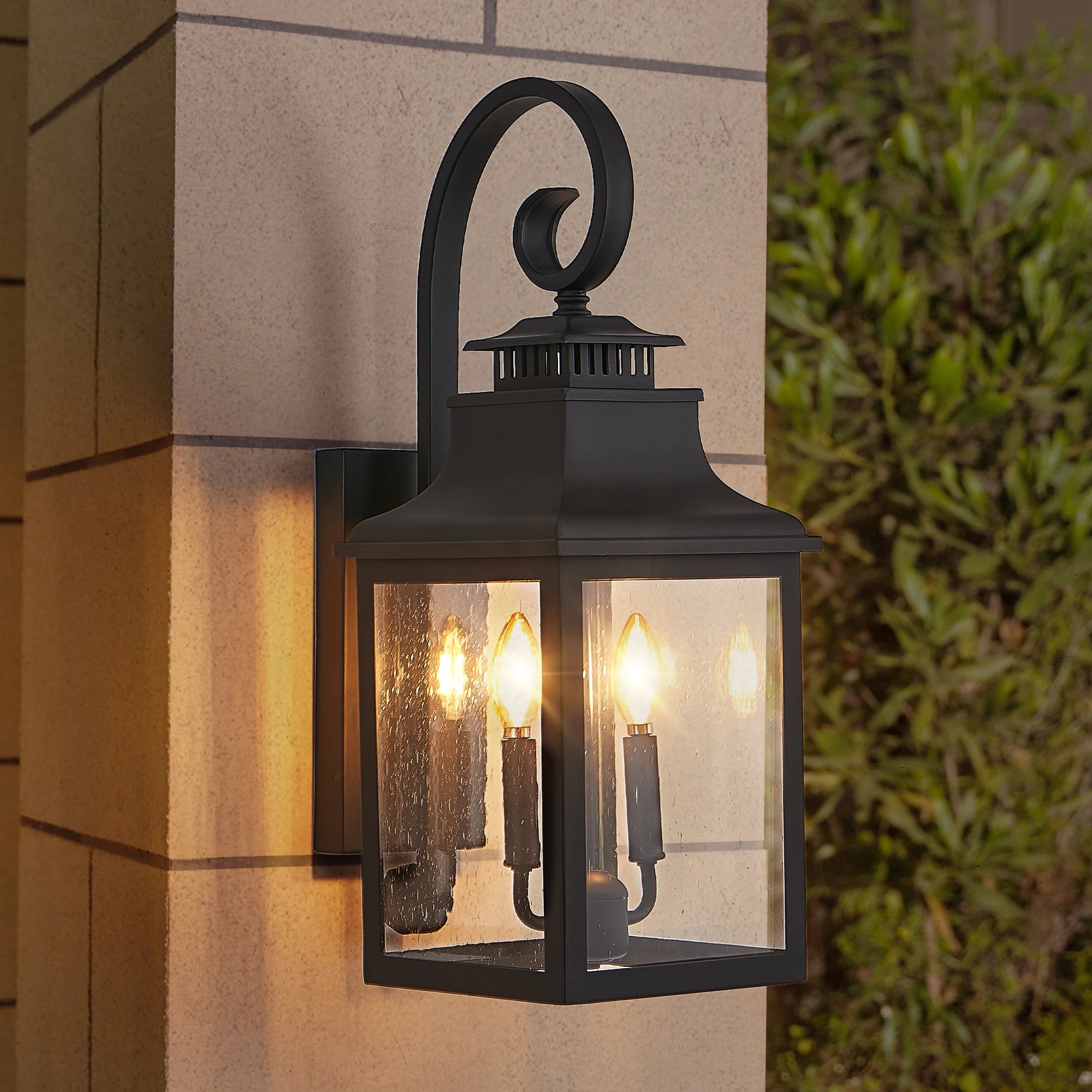 23” (H) Outdoor Wall Lantern Waterproof Light Fixture Vintage Black Aluminum with Clear Glass for Porch, Patio, or Garden
