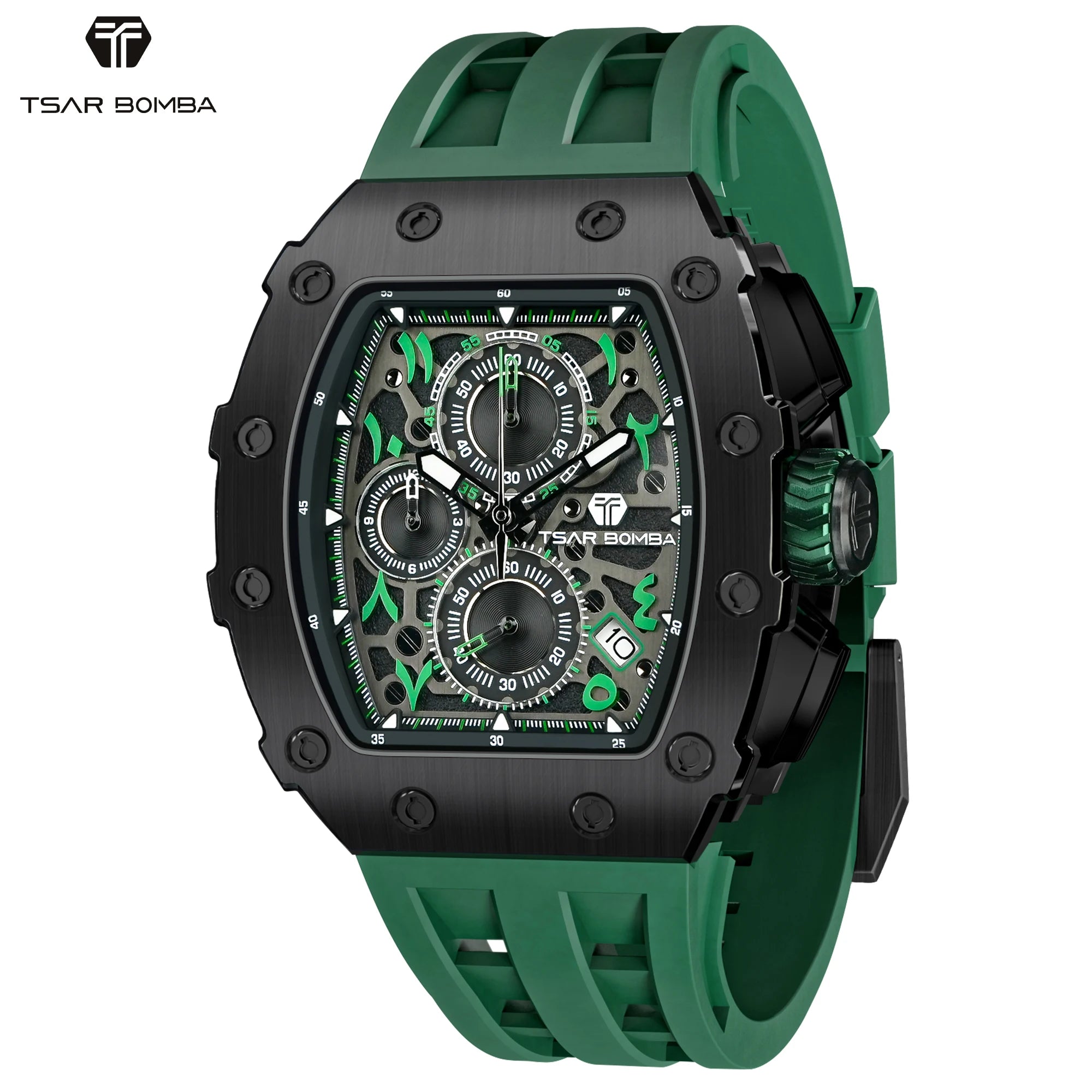 TSAR BOMBA Elegant Men's Quartz Watch — 50M Water-Resistant, Luxury Tonneau-Shaped Wristwatch with Date Display — An Ideal Gift