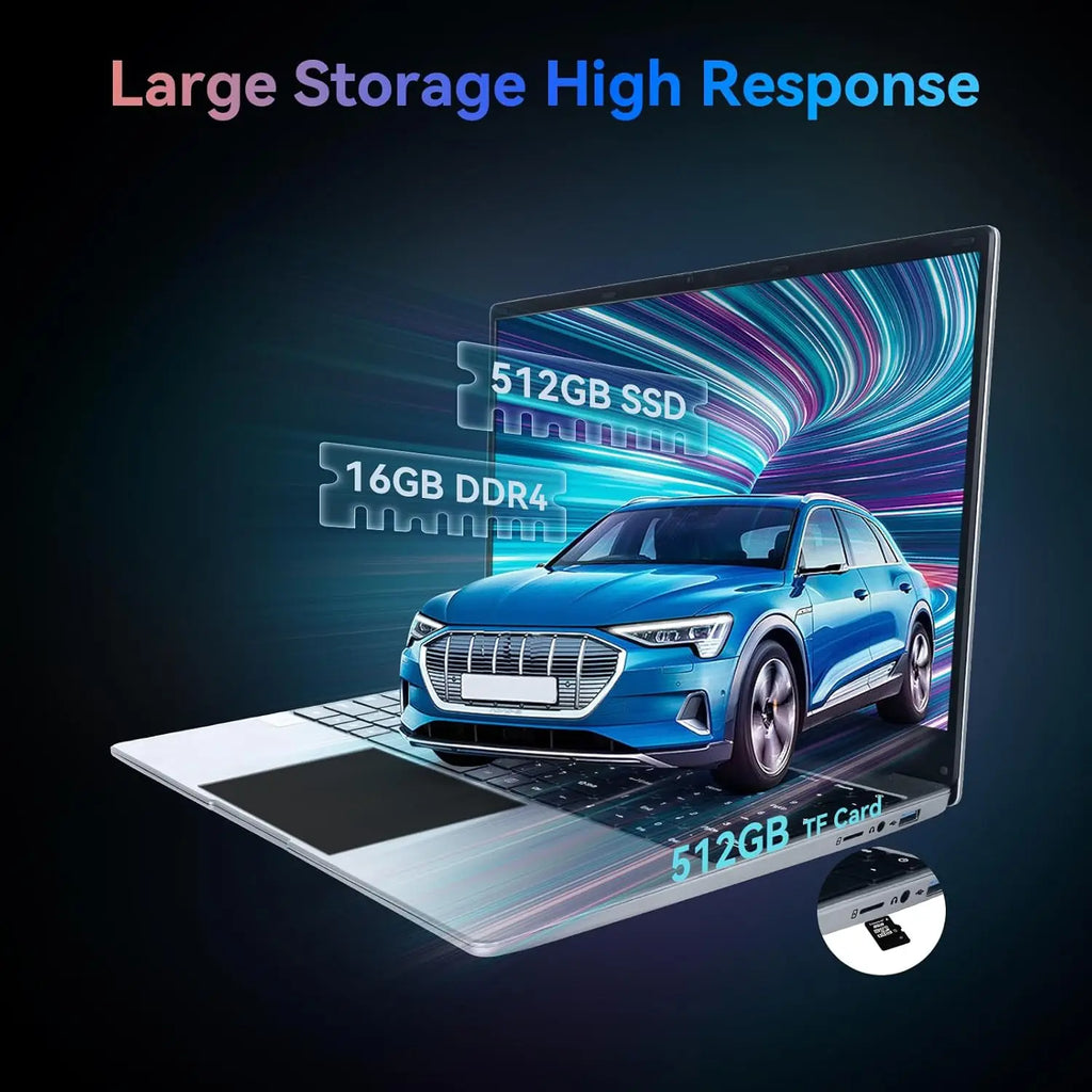 AEEZO 15.6 Inch Laptop Windows 11 Notebook 16G RAM 512GB SSD Quad-Core Intel Celeron N5095 Processors FHD IPS 1920x1080 Display