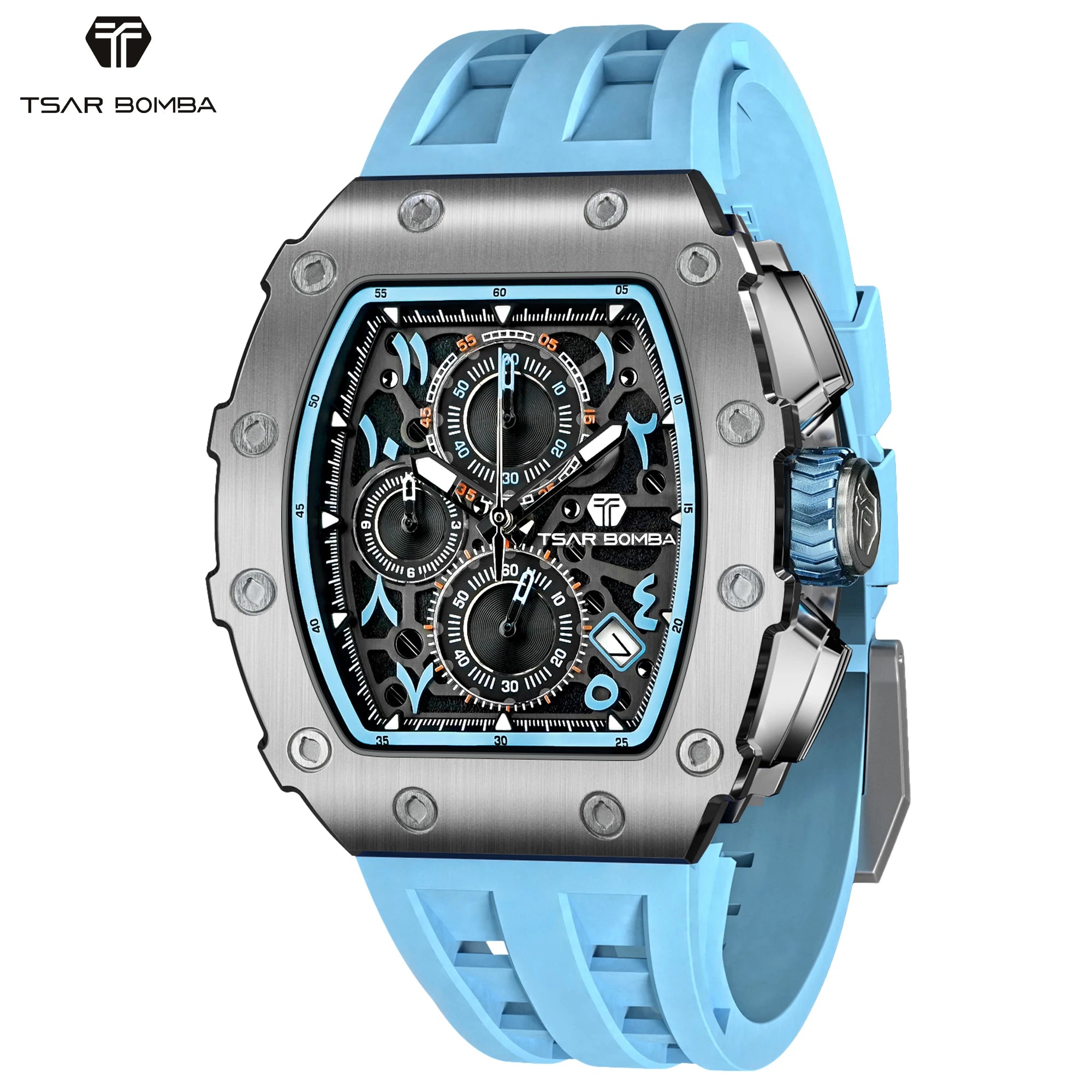 TSAR BOMBA Elegant Men's Quartz Watch — 50M Water-Resistant, Luxury Tonneau-Shaped Wristwatch with Date Display — An Ideal Gift