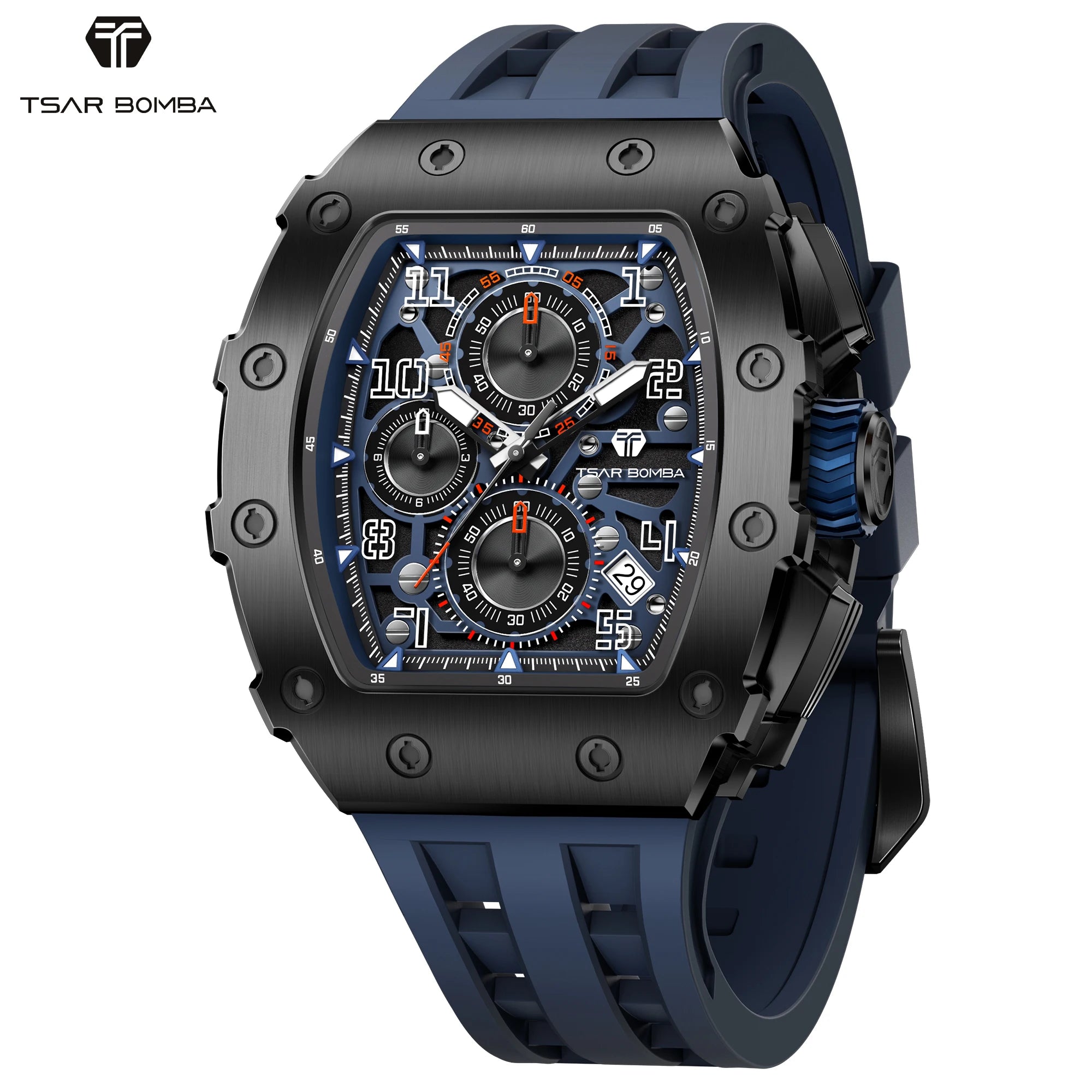 TSAR BOMBA Elegant Men's Quartz Watch — 50M Water-Resistant, Luxury Tonneau-Shaped Wristwatch with Date Display — An Ideal Gift
