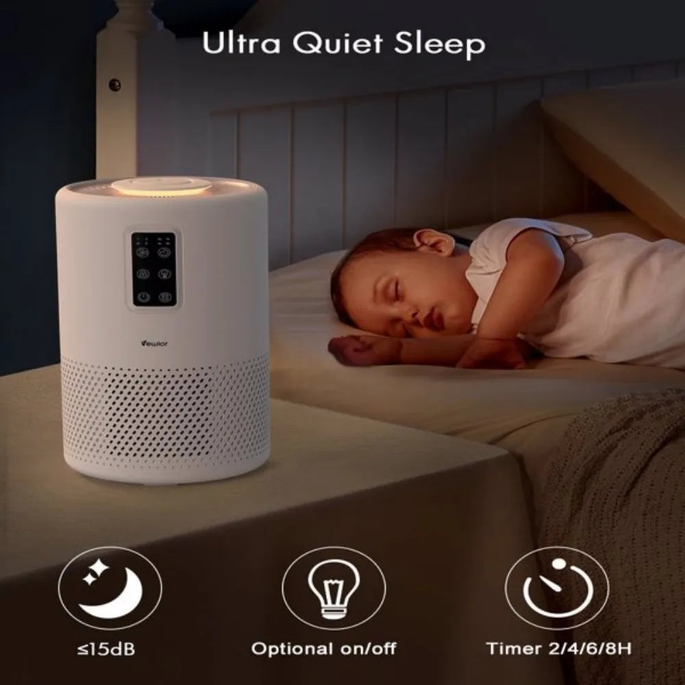 VEWIOR H13 True HEPA Air Purifier with Scented Sponge Sleep Mode Timer for Wildfire Smoke Pet Dust Pollen Odors