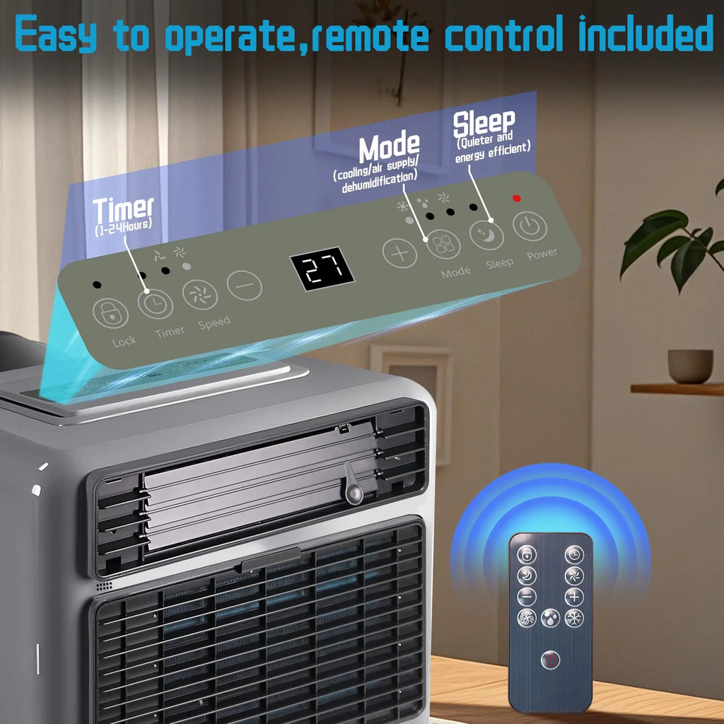 Portable Air Conditioners for Camping, Tent Air Conditioner, 3300BTU, 436W AC Unit Fast Cooling Down to 60°F, 3 Cooling Modes, 24 Hour Timer, Suitable for Camping, RVs, Outdoors and Indoors