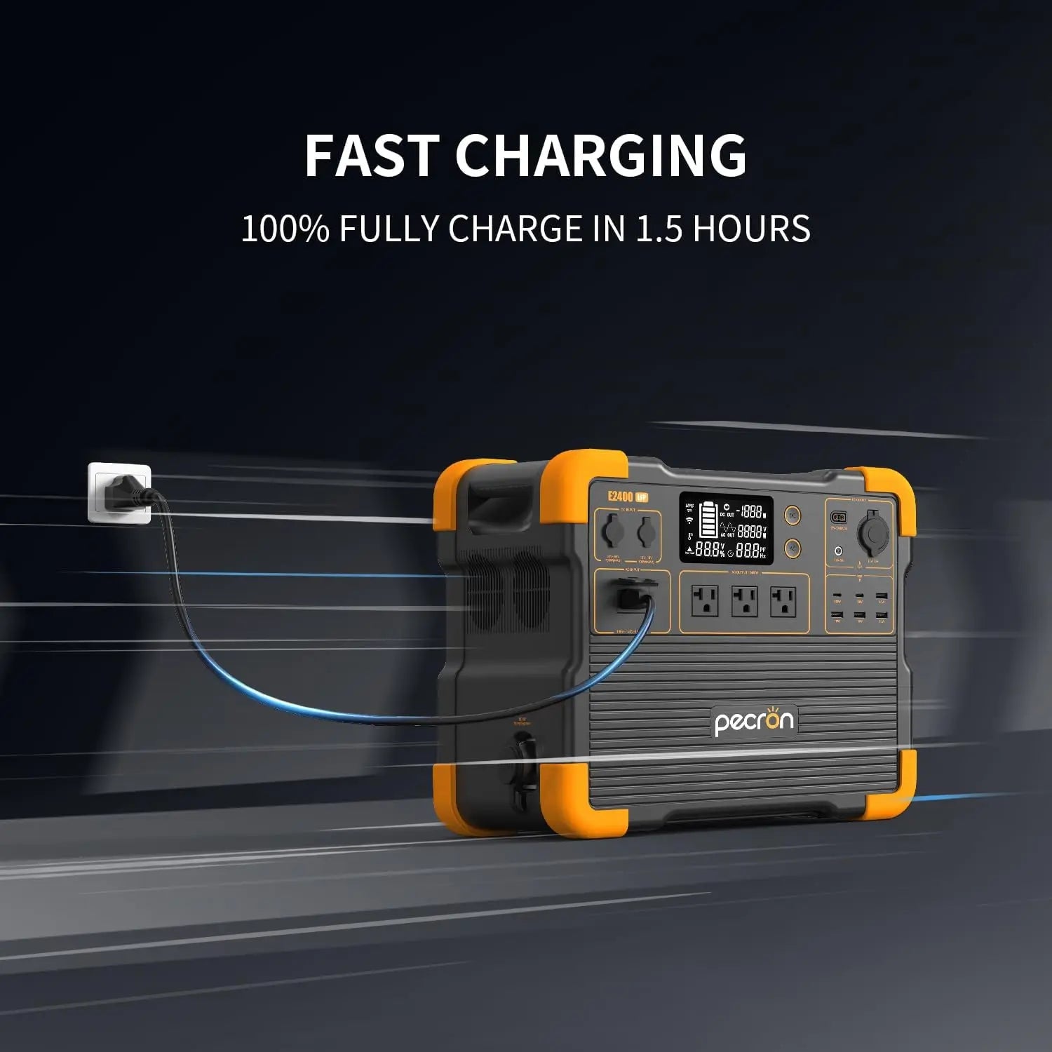 Used-pecron E2400LFP Portable Power Station 2048Wh LiFePO4 Battery Backup 2400W Solar Generator Expandable to 8192Wh