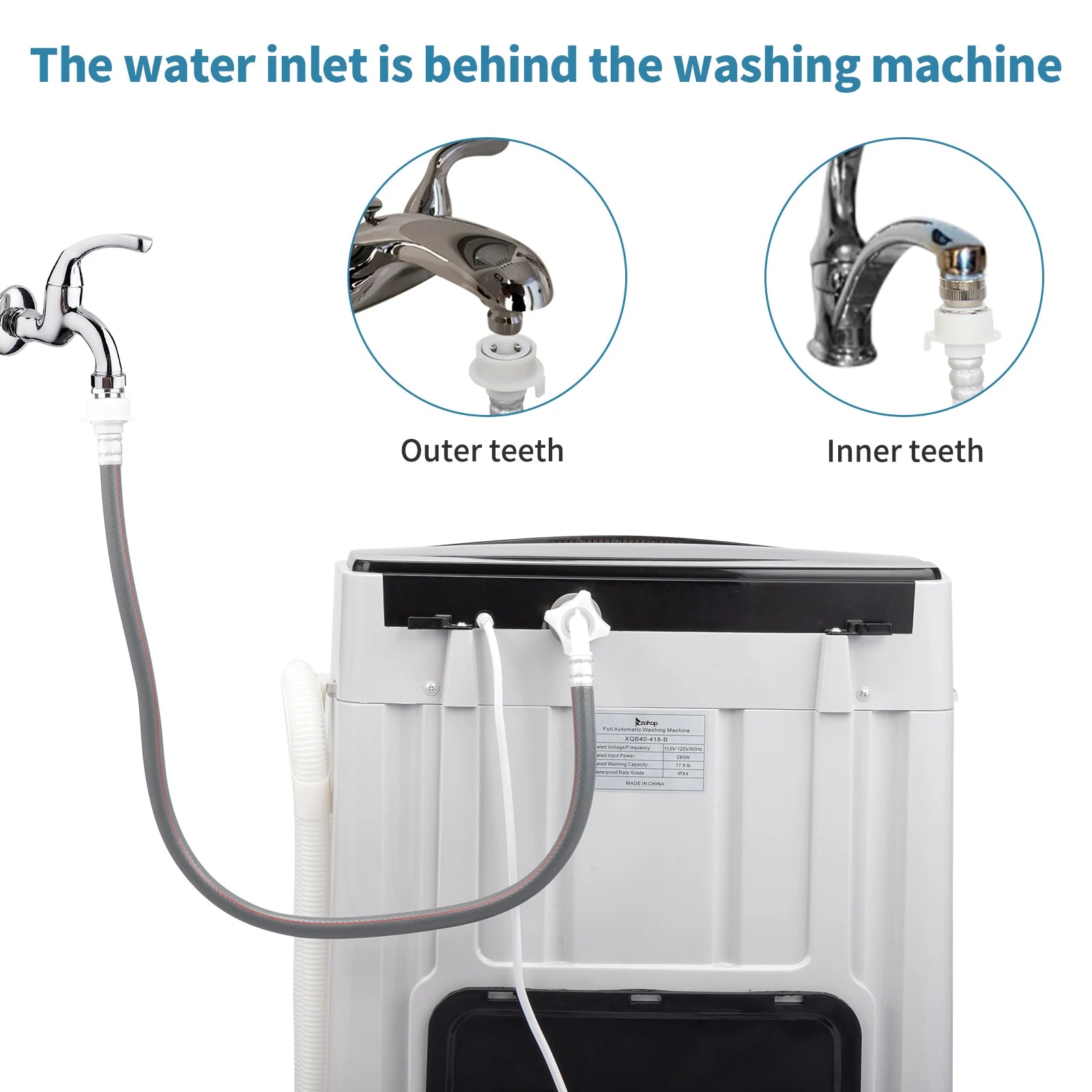 Compact Full-Automatic Top Load Washing Machine, 10 Programs 8 Water Levels, Spin & Drain Pump, Laundry Appliances for Home Use