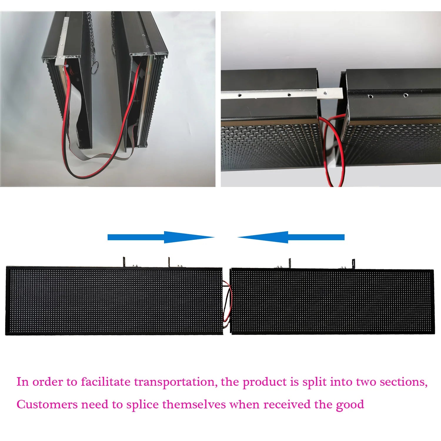 P10 Scrolling LED Sign 77x14in Outdoor Full Color LED Message Display WiFi Control Programmable LED Sign for Business Board