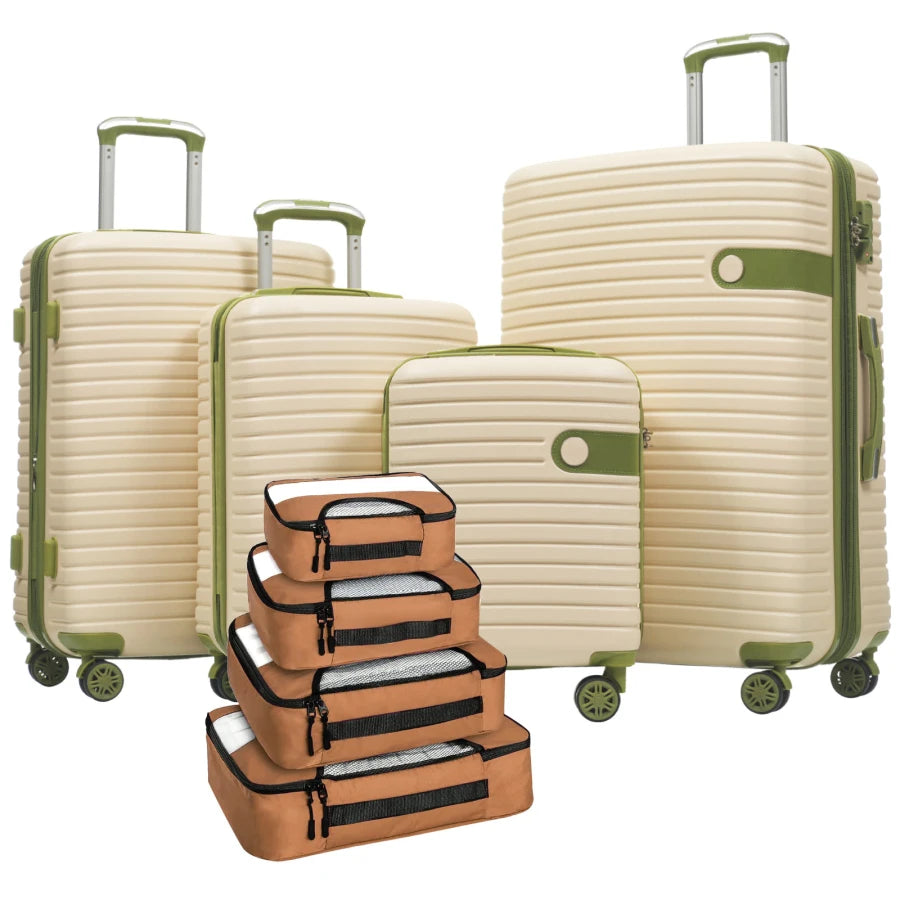 4 Piece Luggage Set for Travel: ABS Hard Shell, Lightweight Expandable Suitcases with TSA Lock, Spinner Wheels, 4 Packing Cubes