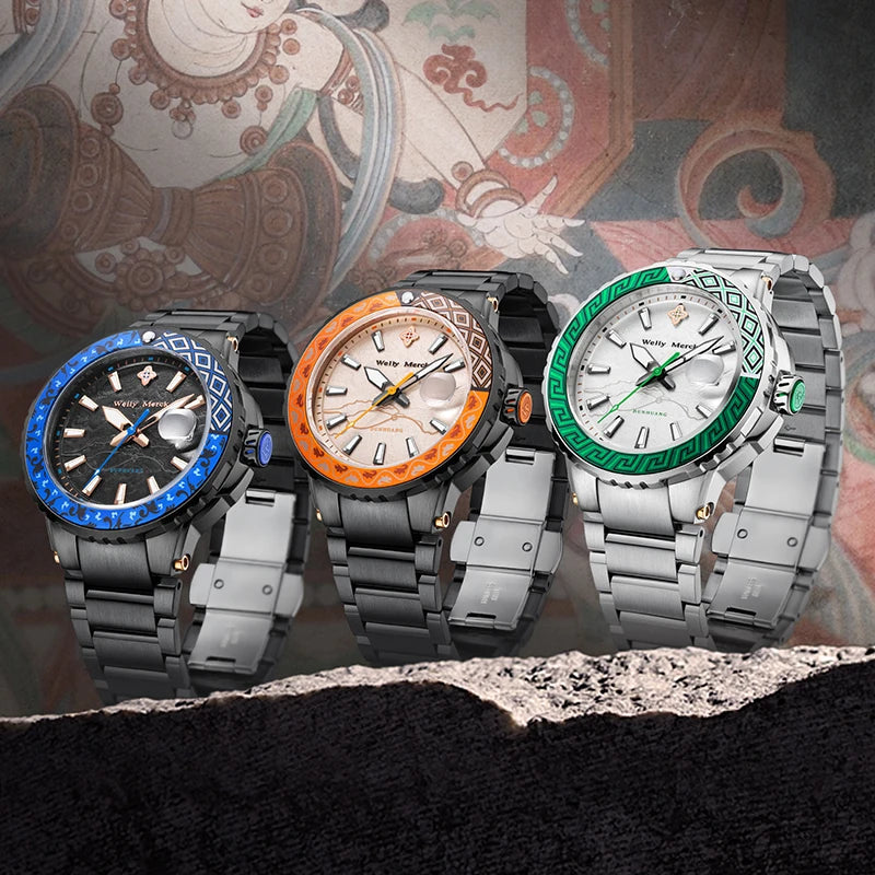 WM Watch Automatic Mechanical Original Brand Watches Limited EditionCollaboration Series Dive Welly Merck Wrist Watch For Man