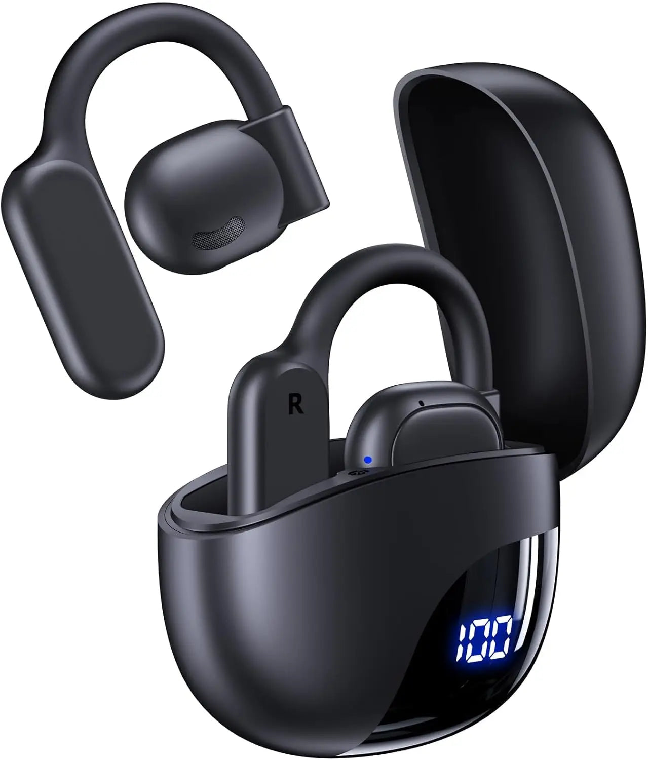 AI Translation Earbuds Real Time 164 Languages 80H Playtime Wireless Bluetooth for Travel Meeting Learning Black