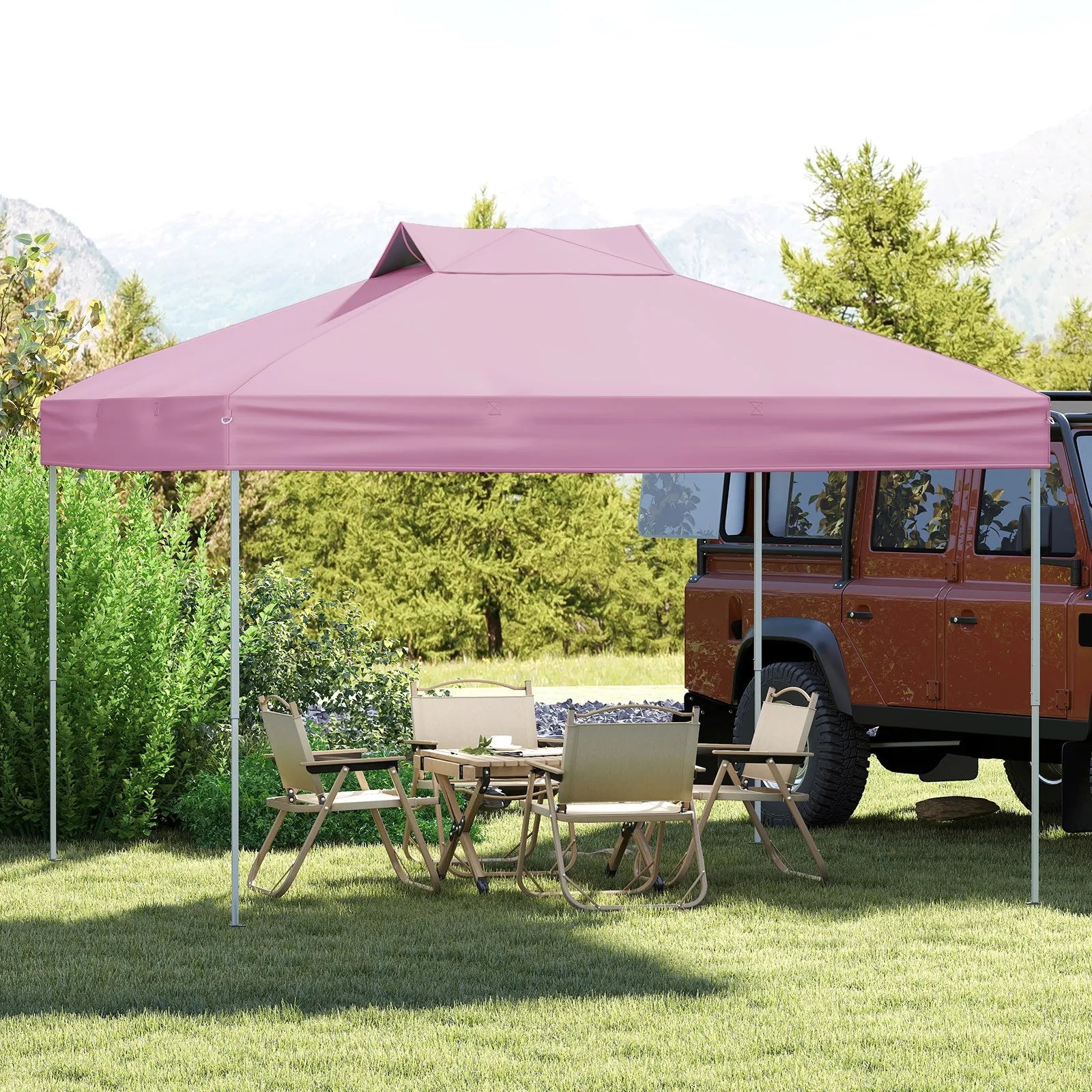 10 X 10 FT 1-Person Setup Pop up Canopy Tent w/ 1-Push Center Lock Wind Ropes