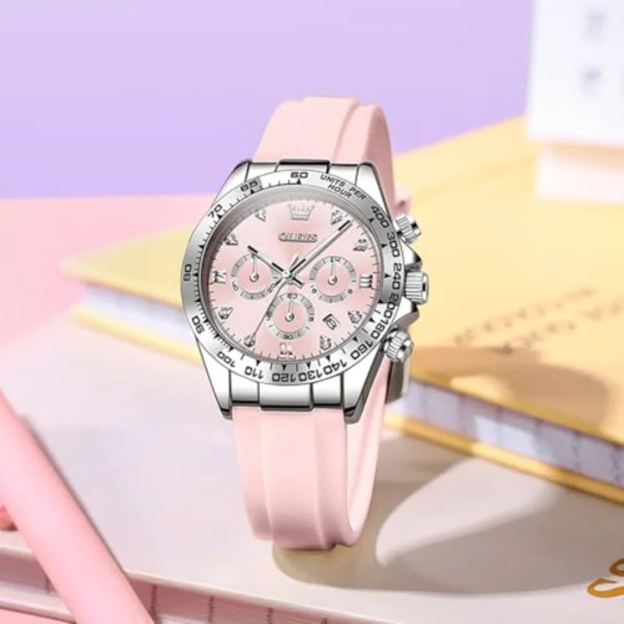 OLEVS Luxury Diamond Small Female Watches - Stainless Steel Bracelet, Waterproof Business Dress Analog Lumius Date Ladies Watch