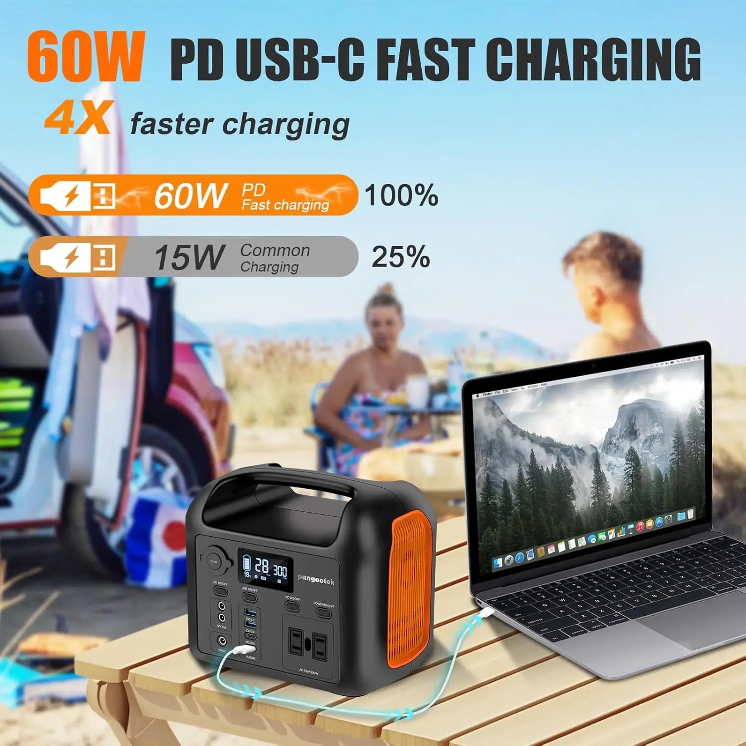 Portable Power Station 300W LiFePO4 Solar Generator with Pure Sine Wave AC Outlets, Fast PD Charging for CPAP Outdoor Camping