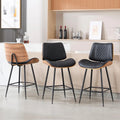 Counter Height Barstools Set of 3, 26.9" Armless Stools with Metal Legs, Walnut Pub Chair in Modern Style, Customized