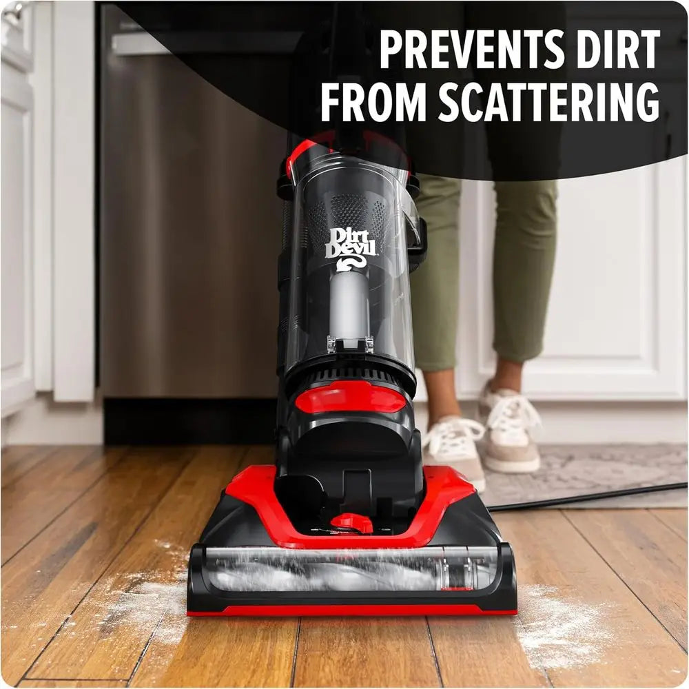 Extended Reach Bagless Upright Vacuum for Carpets and Hard Floors - Powerful, Lightweight, Corded for Home Use