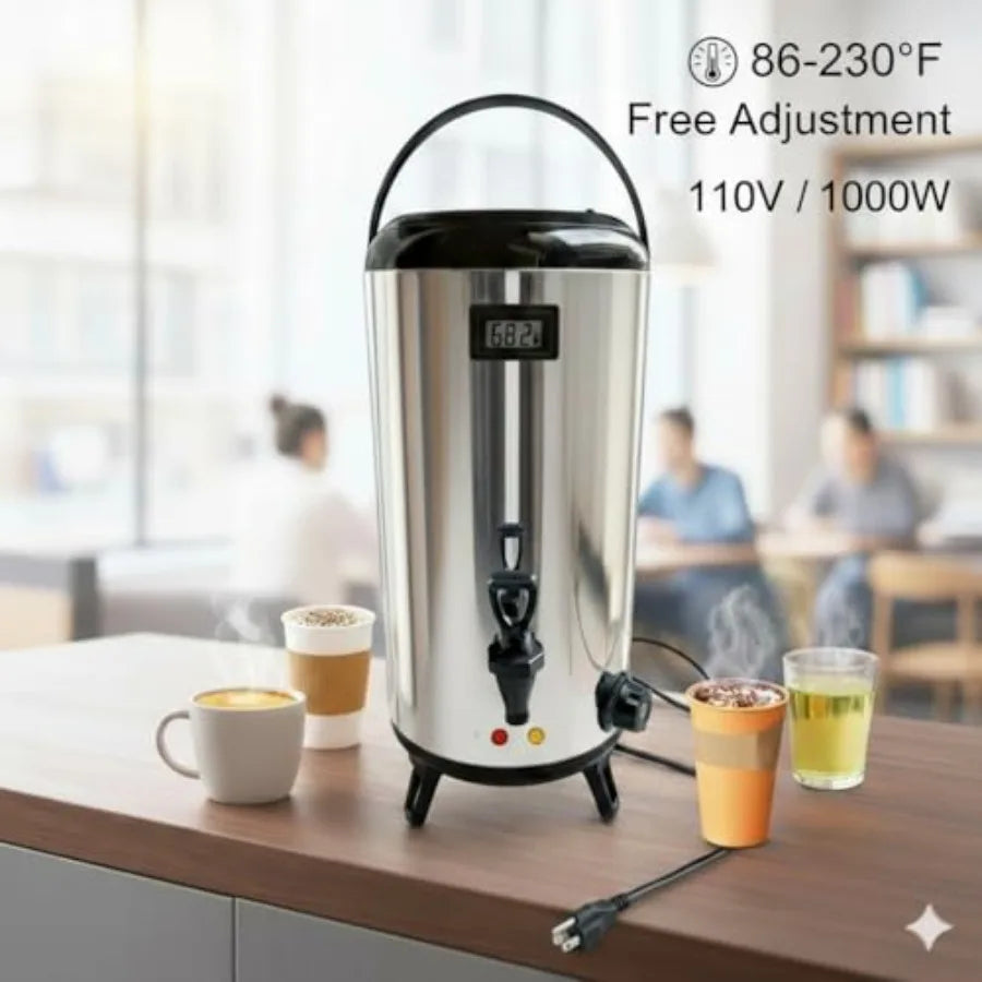 Electric Hot Drink Dispenser with Temperature Display 304 Stainless Steel Heating Plate 12L 3.2 Gallon Heated Beverage Dispense