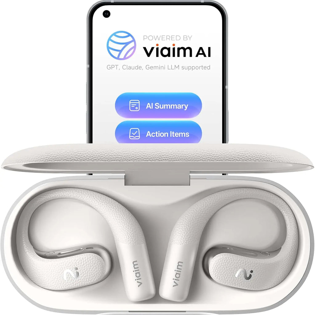Open Ear AI Voice Recorder Earbuds with Instant Recording, Transcription & Summary for Meetings, Driving, Sports