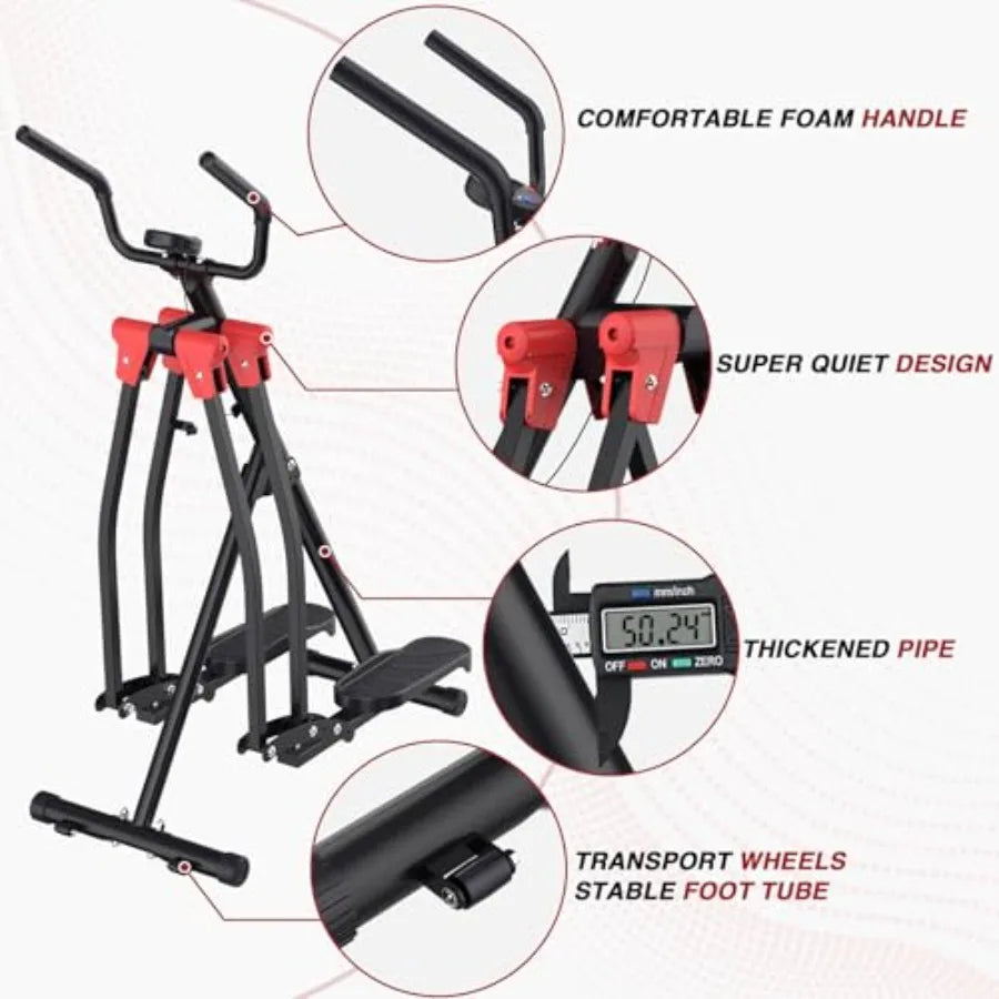 Air Walk Elliptical Glider Machine Foldable Cardio Trainer with 360 Motion Full-Body Exerciser for Home Gym Side Sway Action Li
