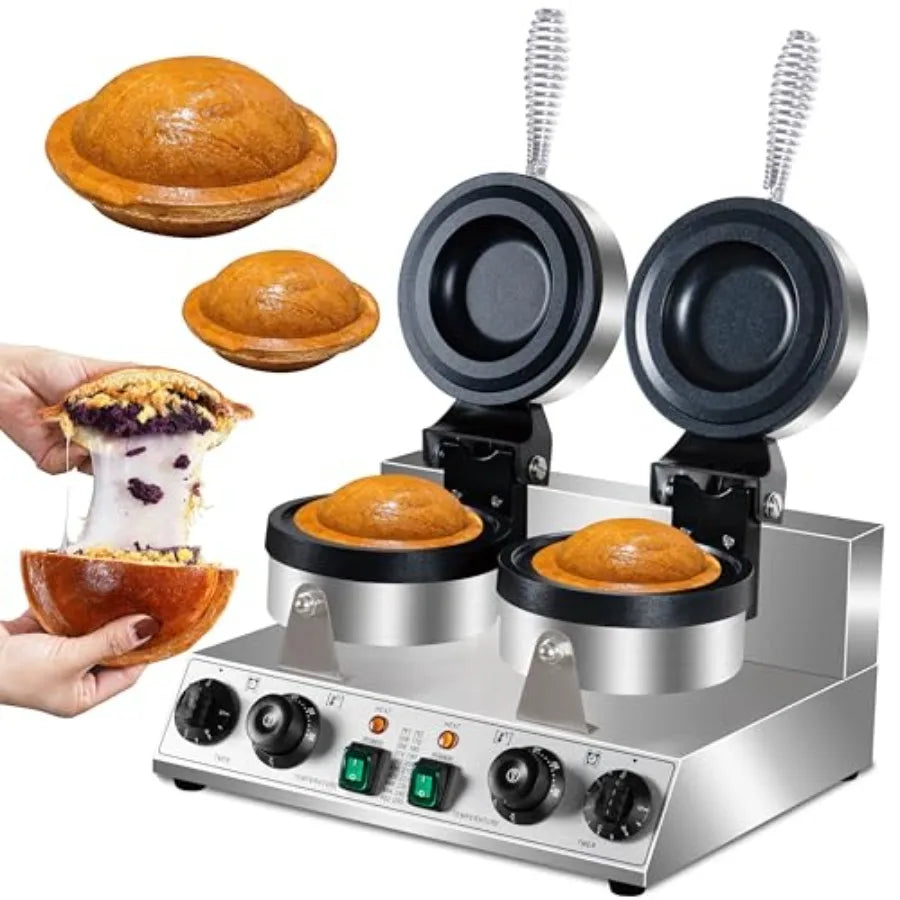 Ice Cream Burger Maker Double UFO Waffle Maker with Ice Cream Filling Non-Stick Panini Press Sandwich Grill 2600W Gelato Machin