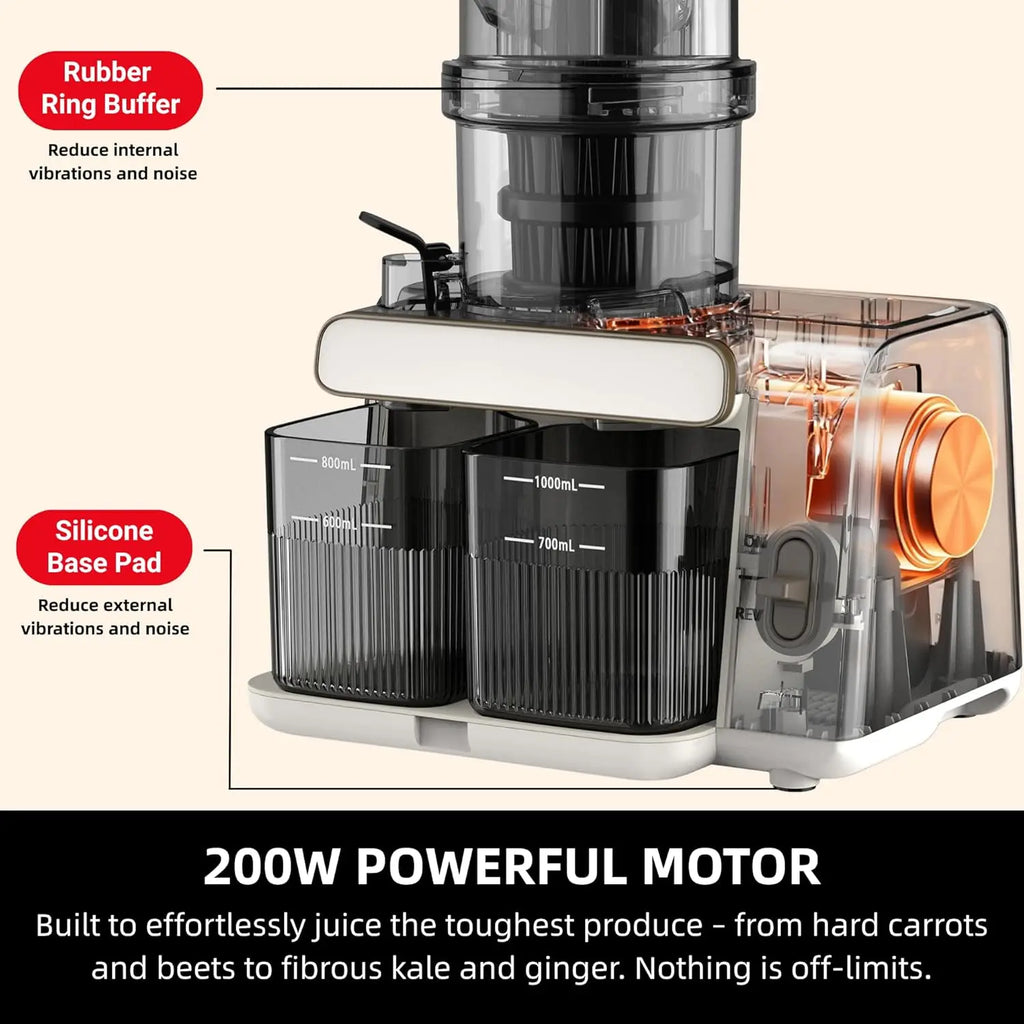 Cold Press Juicer: 99% Juice Yield, Wide Feed Chute, Quiet Motor, BPA-Free, Easy Clean