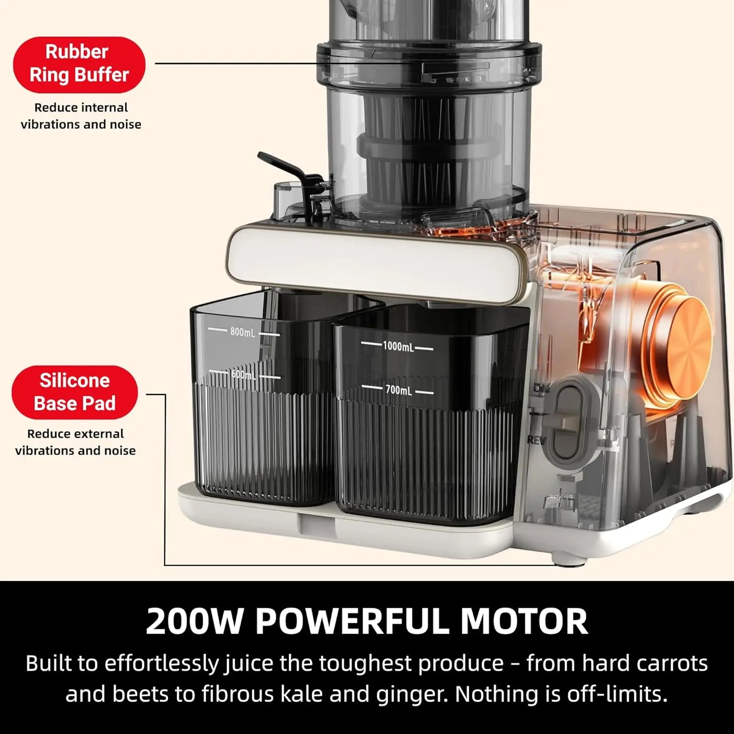 Cold Press Juicer: 99% Juice Yield, Wide Feed Chute, Quiet Motor, BPA-Free, Easy Clean