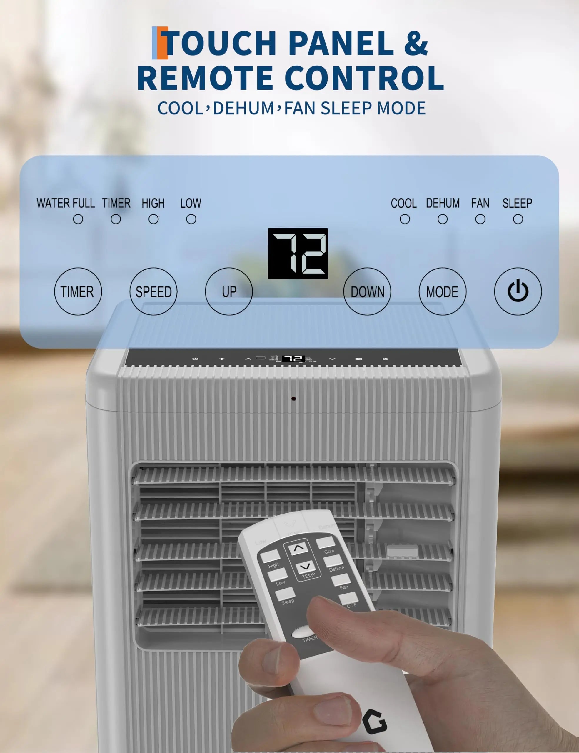 10000 BTU Portable Air Conditioner, 3-In-1 Cooling Dehumidifier & Fan For 450 Sq.Ft Room, Quiet AC Unit With Remote & Window Kit