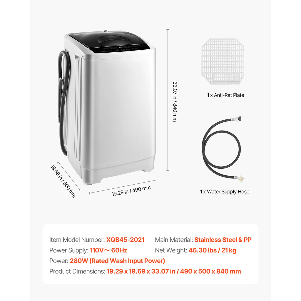 SucceBuy Portable Washing Machine 1.3 cu.ft with LED Display 8 Wash Programs Portable Washer Machine for Apartments RVs Dorms