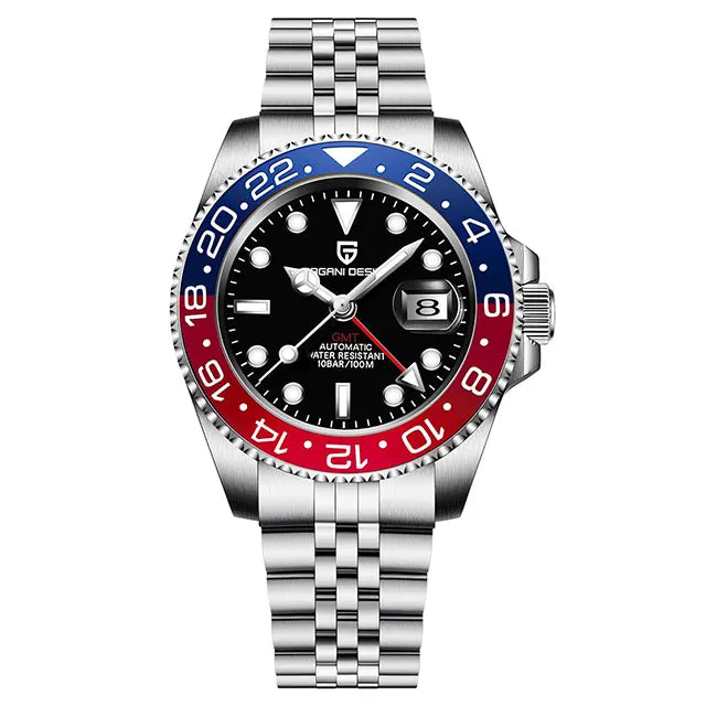 PAGANI DESIGN 40MM GMT Automatic Watch Men's Mechanical Wristwatch Sapphire Glass 100m Waterproof Man Watches Relogio Masculino