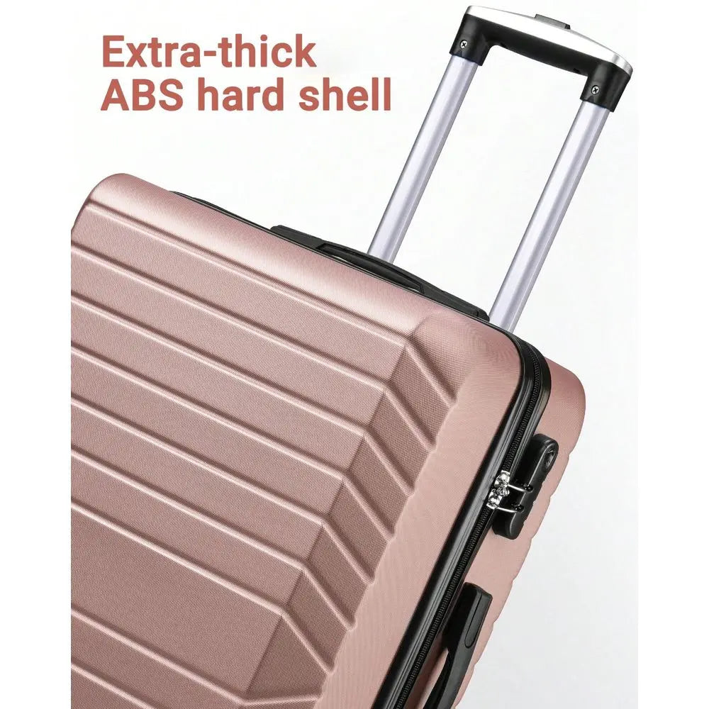 Set 3 Piece Luggage Set ABS Hardside Suitcase With Spinner Wheels,7 Set Packing Luggage Packing Organizers, Mesh Travel Cubes Wi