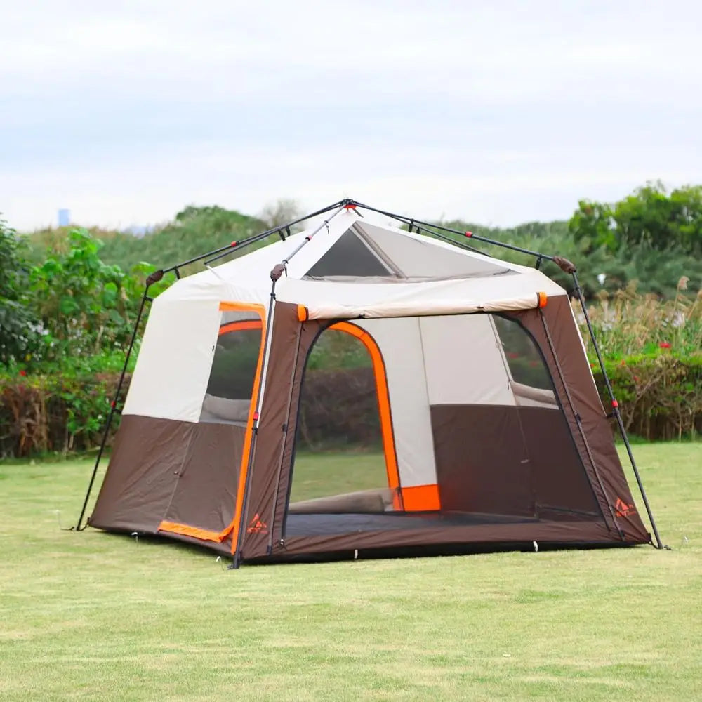 6-14 Person Family Cabin Tent with 2 Rooms, 3 Doors & 3 Mesh Windows, Waterproof Double Layer, Ideal for Camping and Outdoor Gat