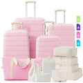 13 Piece Luggage Set with Spinner Wheels, TSA Lock, Expandable Hard Cases in Light Pink, Sizes 16-28 Inches