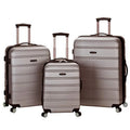 Rockland Melbourne Hardside Expandable Spinner Wheel Luggage Silver 3-Piece Set 20/24/28