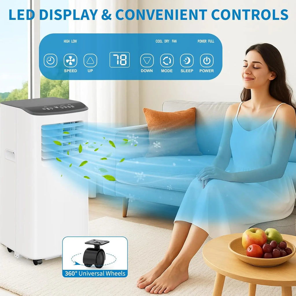 8,000 BTU Portable Air Conditioner Cools Up to 350 Sq.ft, 3-IN-1 Energy Efficient Portable AC Unit with Dehumidifier Fan Modes