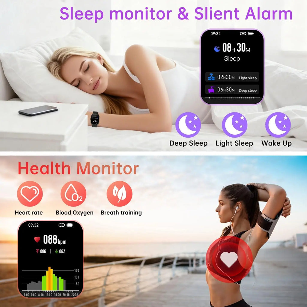 Smart Watch for Men & Women: Fitness Tracker with Heart Rate, Sleep Monitor, Waterproof, Compatible Android iPhone