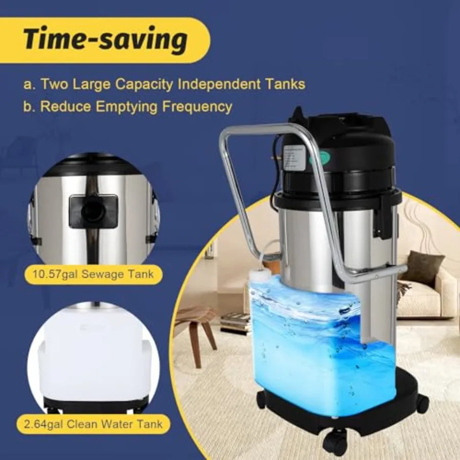 40L/11Gal Commercial Carpet Cleaner 3 in 1 Multi-Purpose Floor Cleaning Machine Heavy Duty Extractor Vacuum Washing Machine 104