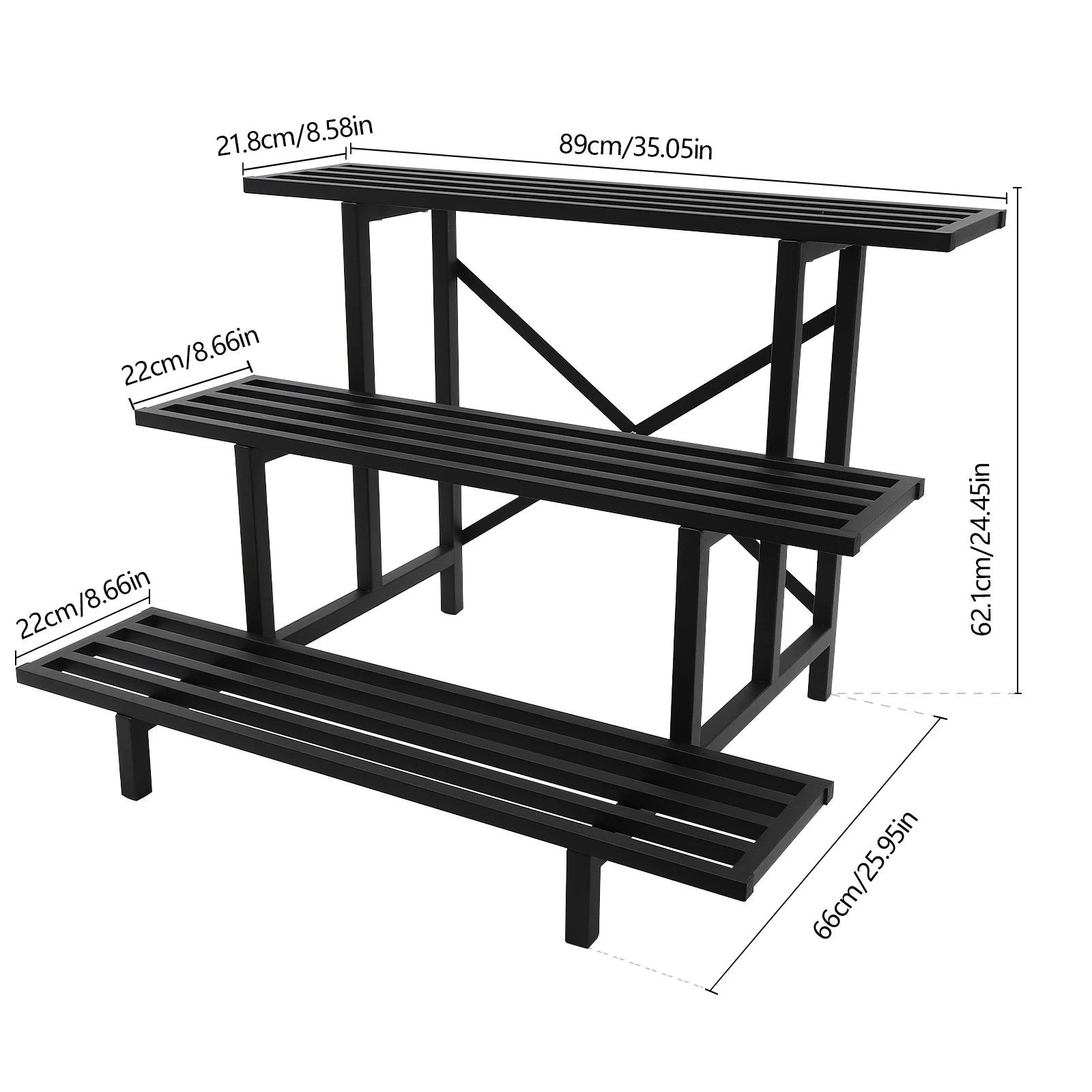 3 Tier Plant Stand, Metal Plant Rack Shelf, Indoor Outdoor Flower Pot Display Holder for Home Garden Decor