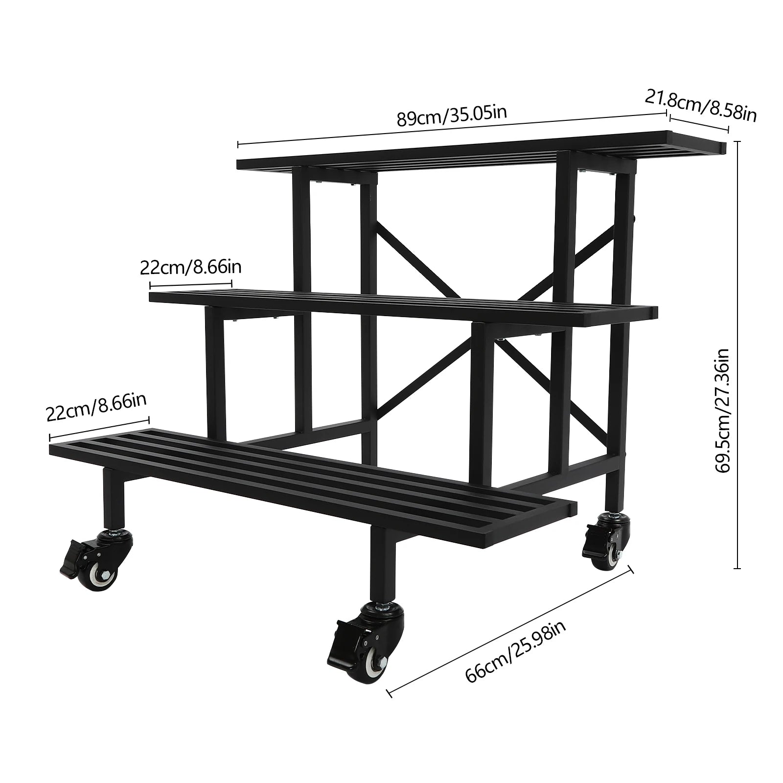 3 Tier Plant Stand, Metal Plant Rack Shelf, Indoor Outdoor Flower Pot Display Holder for Home Garden Decor