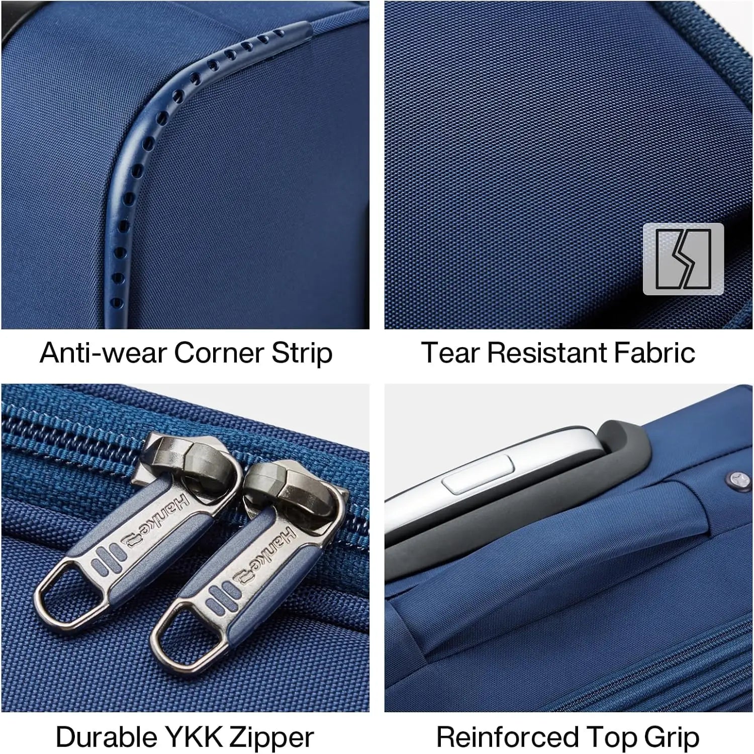24 Inch Expandable Softside Checked Suitcases with Spinner Wheels, Upright Rolling Travel TSA Luggage Bag for Women Men (Blue)