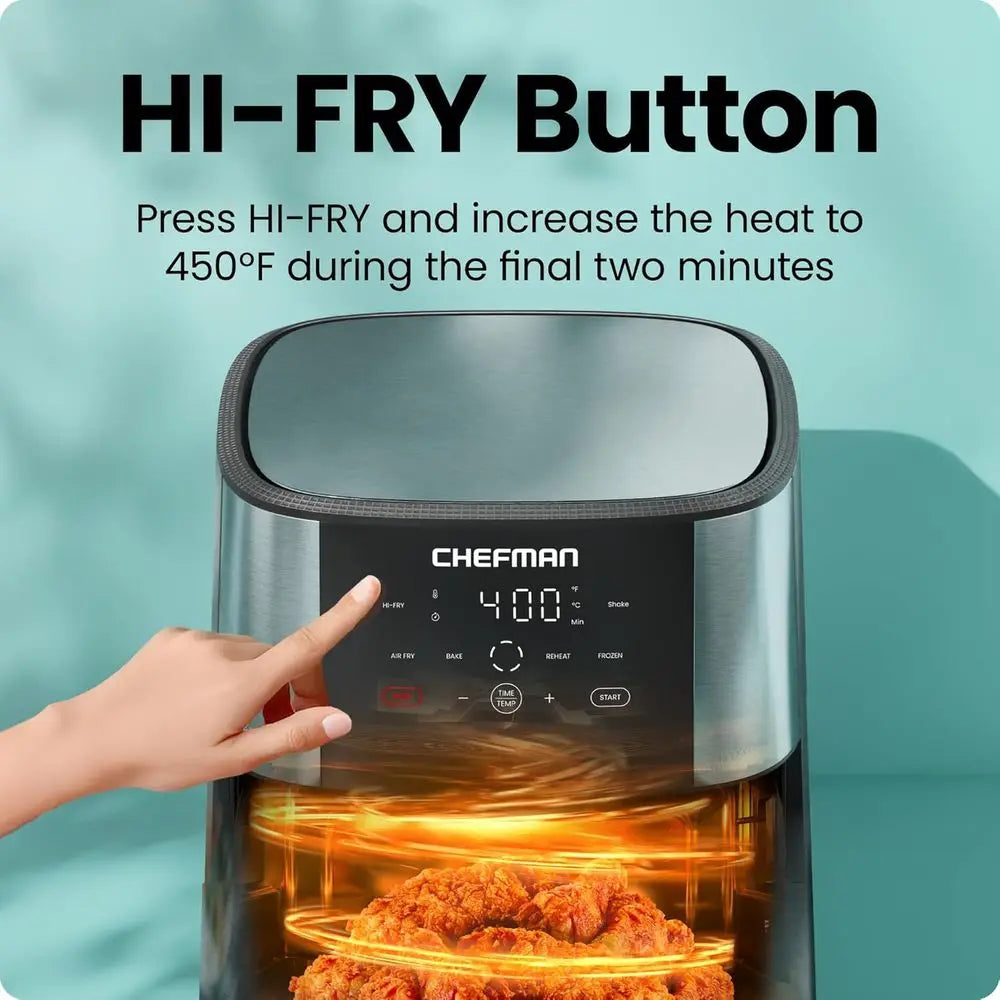 8-Quart 4-in-1 Air Fryer with 450°F High-Heat Option for Crispy Results | Bake, Dehydrate, Roast | XL Nonstick Dishwasher-Safe B