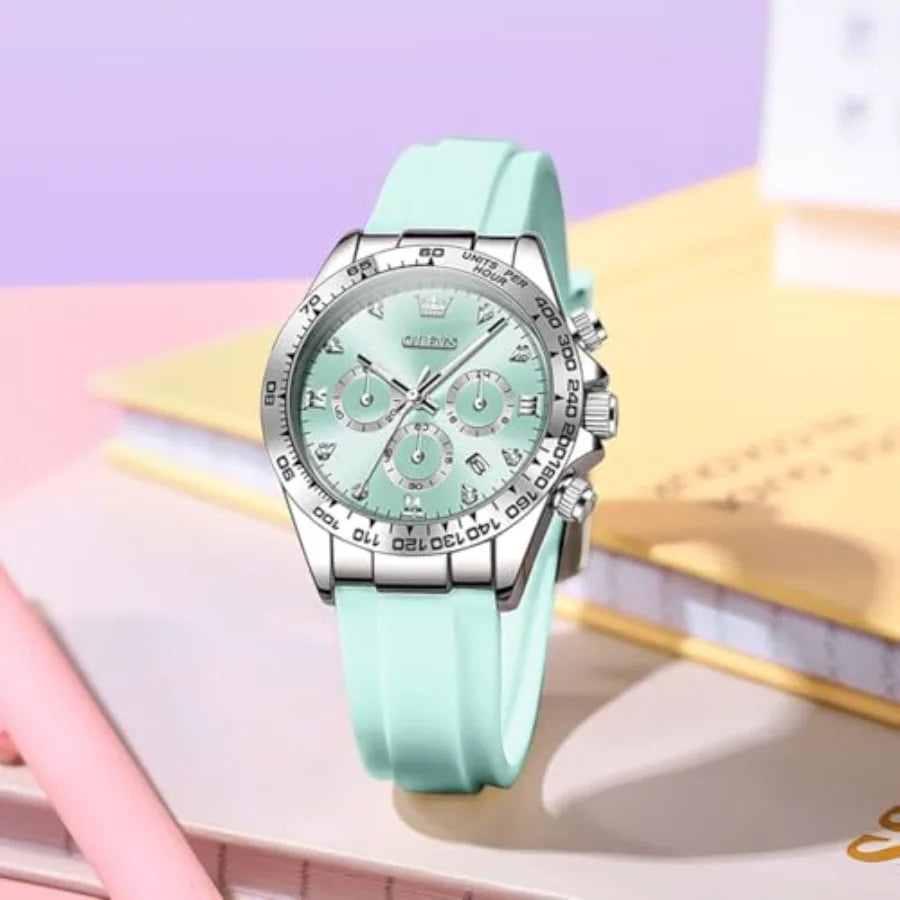 OLEVS Luxury Diamond Small Female Watches - Stainless Steel Bracelet, Waterproof Business Dress Analog Lumius Date Ladies Watch