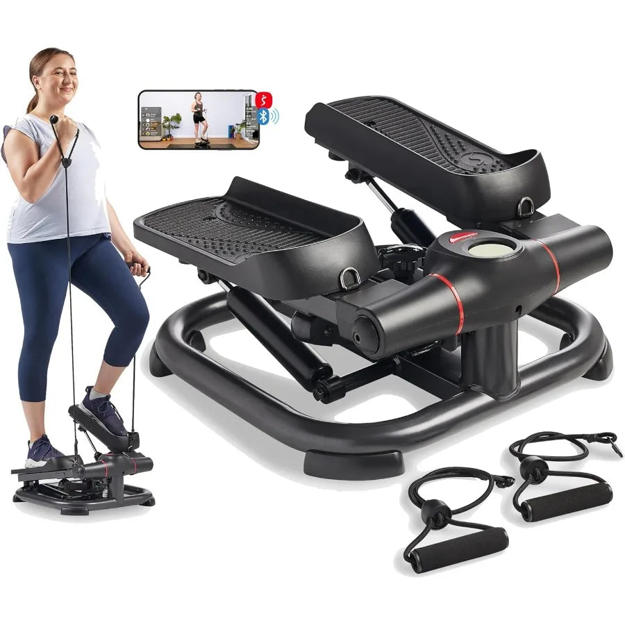 2-in-1 Premium Power Stepper with Resistance Bands, Low-Impact Cardio, Space-Saving, Height-Adjustable, with Enhanced Bluetooth