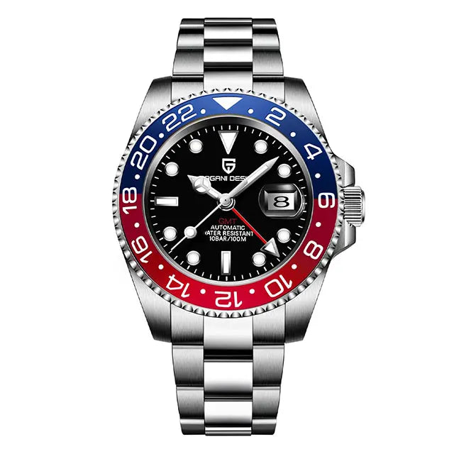 PAGANI DESIGN 40MM GMT Automatic Watch Men's Mechanical Wristwatch Sapphire Glass 100m Waterproof Man Watches Relogio Masculino