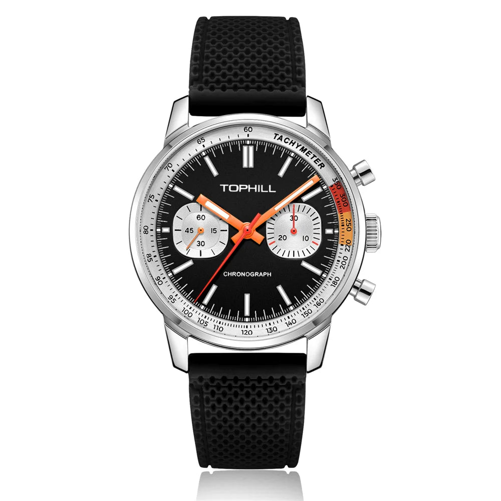 TOPHILL Men's Chronograph 1963 Pilots Watch with Seagull ST1901 Movement Mechanical Luminous Wristwatch 40mm Sapphire Waterproof